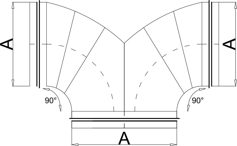 OVTT 90º Açılı Pantolon teknik çizim