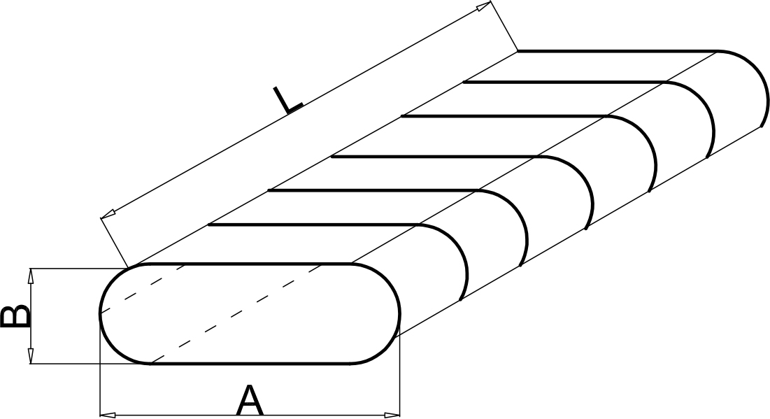 Oval Hava Kanalı teknik çizim