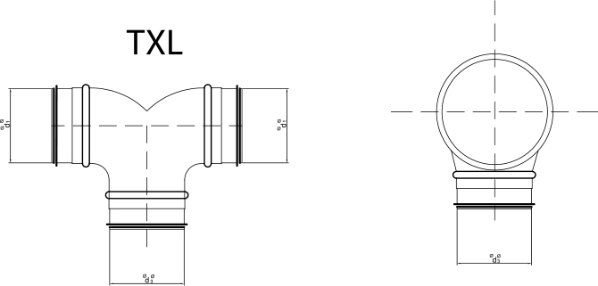 TEE TXL teknik çizim